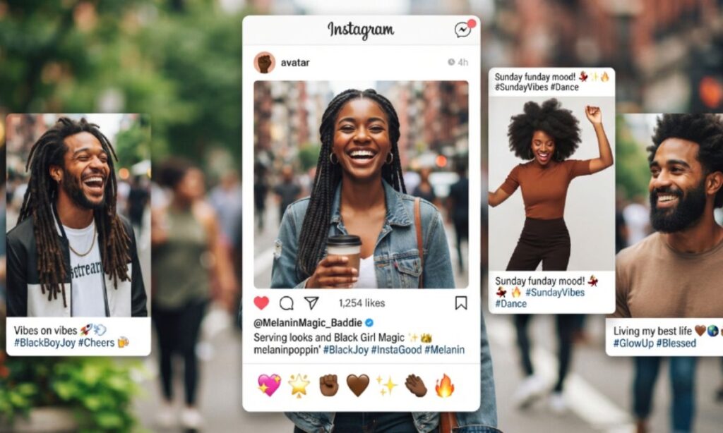 Black emoji captions for instagram