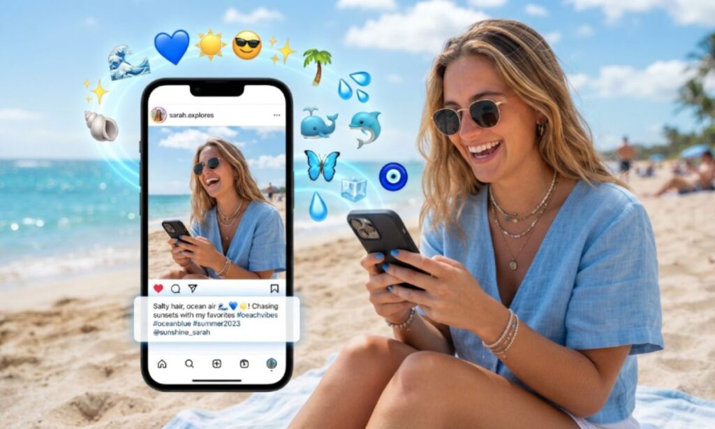 Blue Emoji Captions for Instagram