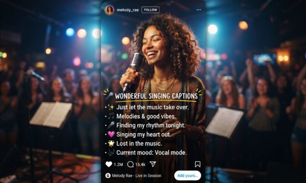 Wonderful Singing Captions For Instagram for Reels and Stories