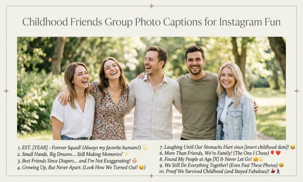 Childhood Friends Group Photo Captions for Instagram Fun