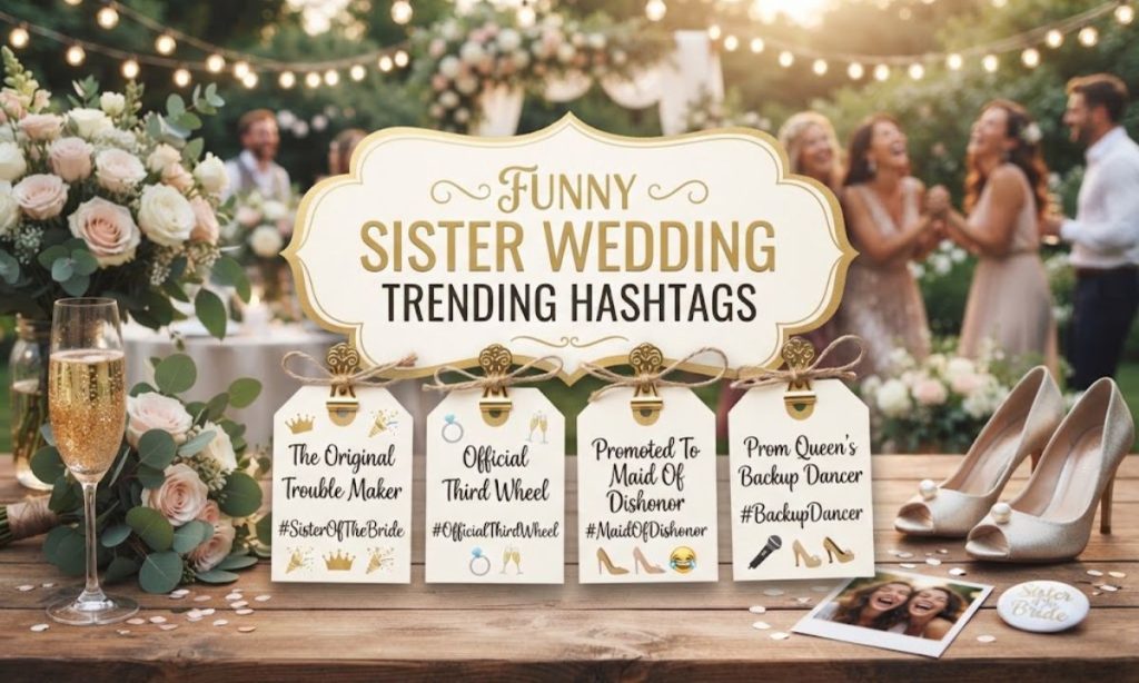 Funny Sister Wedding Trending Hashtags for Wedding Posts