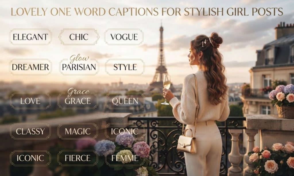 Lovely One Word Captions For Stylish Girl Posts