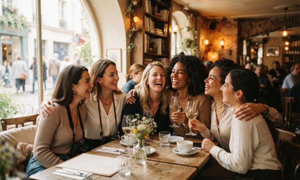 Meeting school friends after long time Caption
