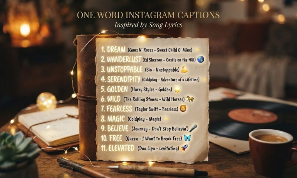 One Word Instagram Captions Inspired by Song Lyrics