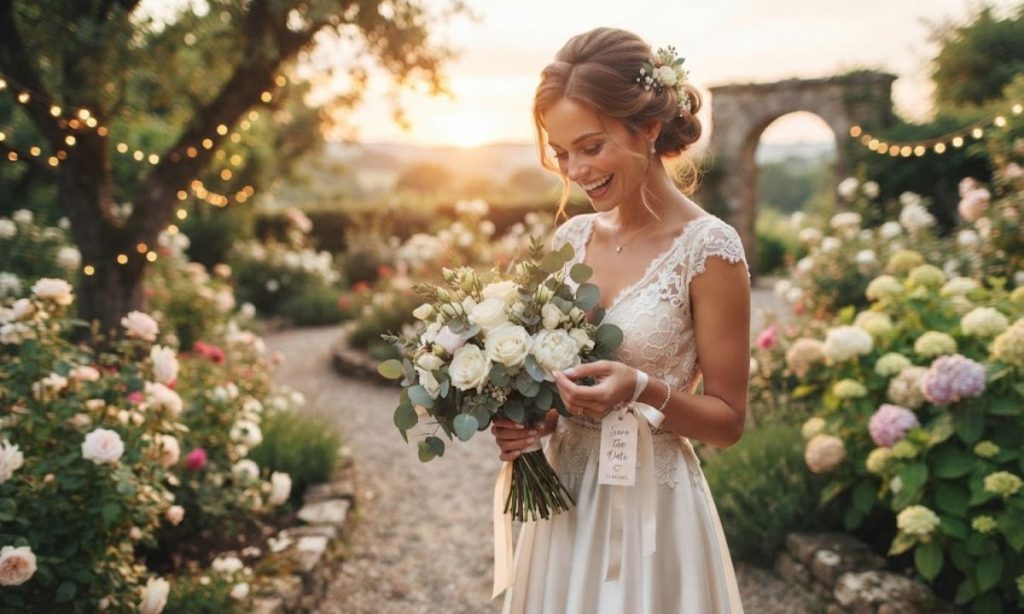 Save the date captions for bride