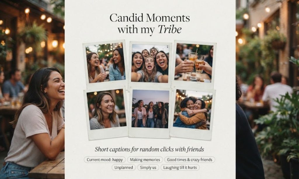 Short captions for random clicks with friends